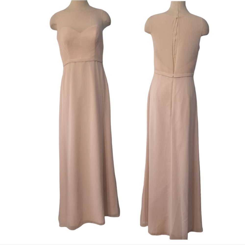Symphony Of Venus Sheer Chiffon Covers Sweatheart Bodice Gown Blush Sze 12 Blush